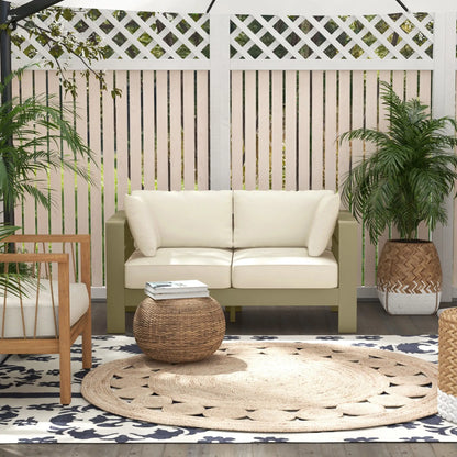Outdoor Loveseat, Garden Sofa with Cushions, 54.3"x27.6"x24.6", Cream White Patio Chairs at Gallery Canada