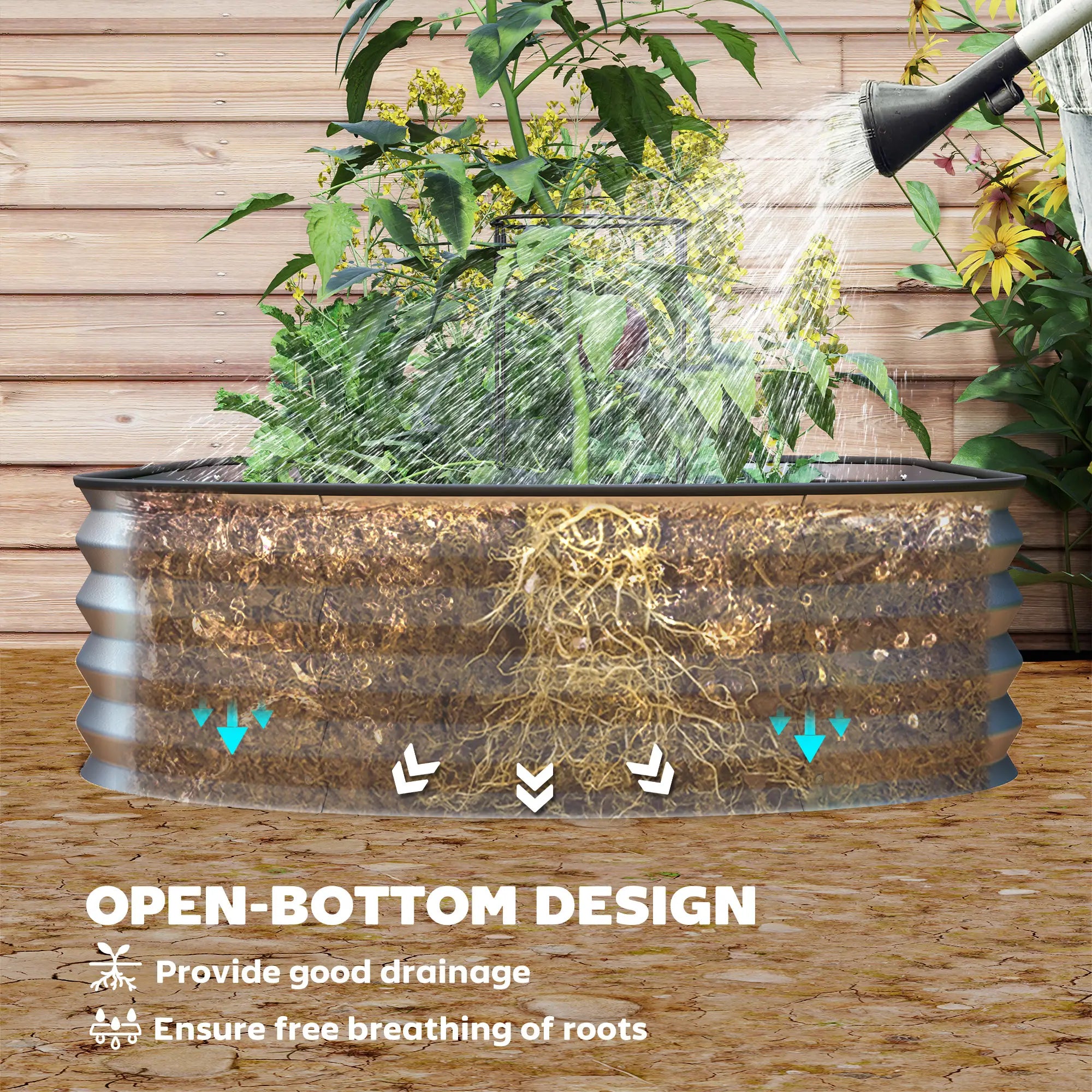 7' x 3' x 1' Galvanized Raised Garden Bed, Outdoor Planter Box, Silver Raised Garden Beds at Gallery Canada