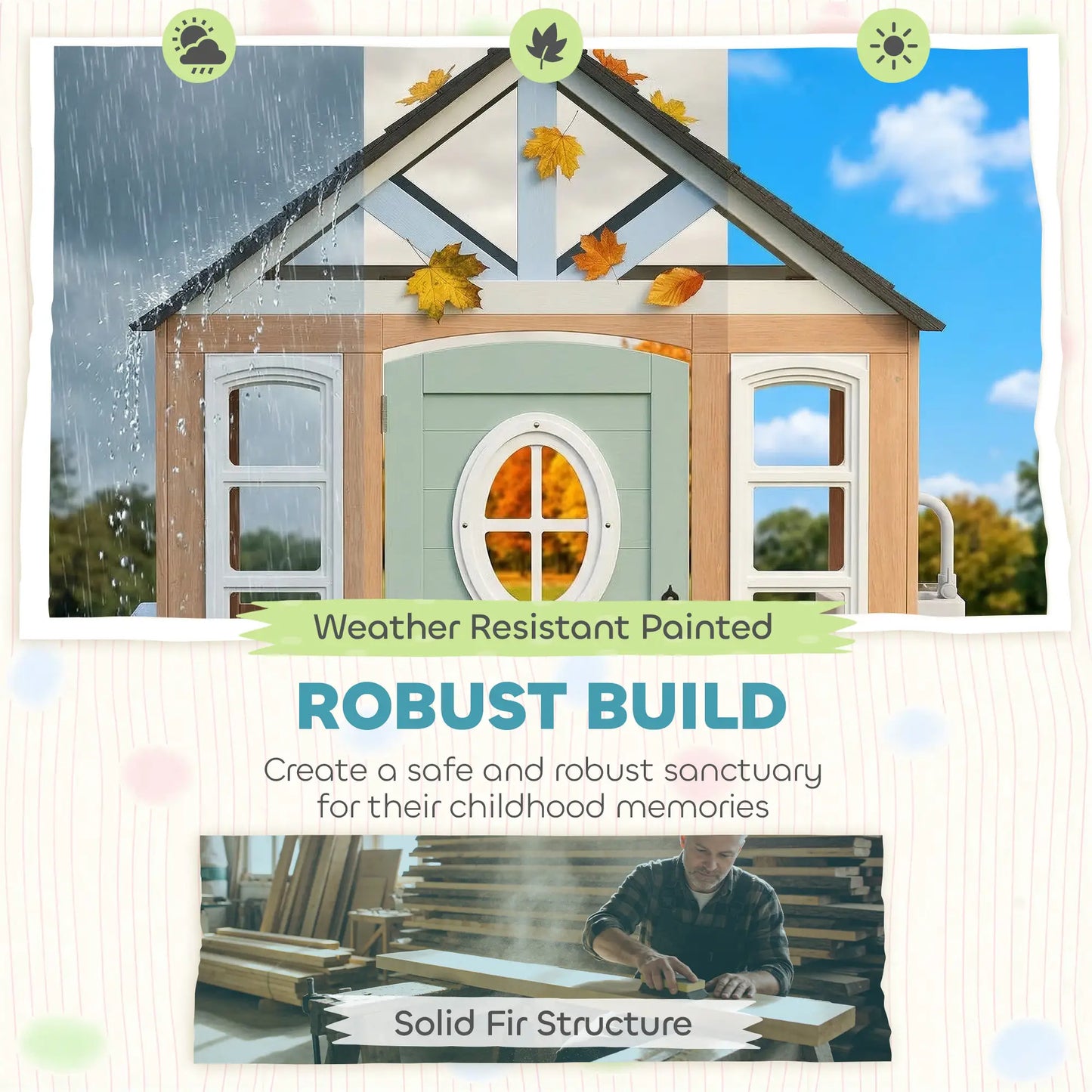 Kids Outdoor Playhouse, Wooden Cottage With Pet Door, Play Kitchen Play Houses at Gallery Canada