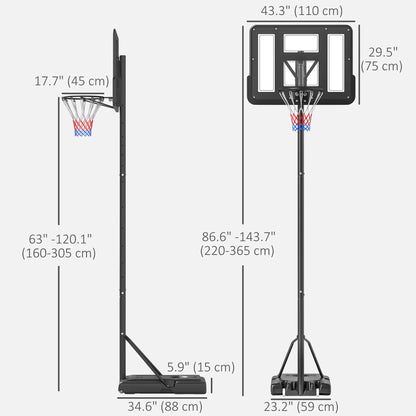 Height Adjustable Basketball Hoop Stand, 5ft-10ft, Portable with Wheels, 43" Backboard Basketball at Gallery Canada