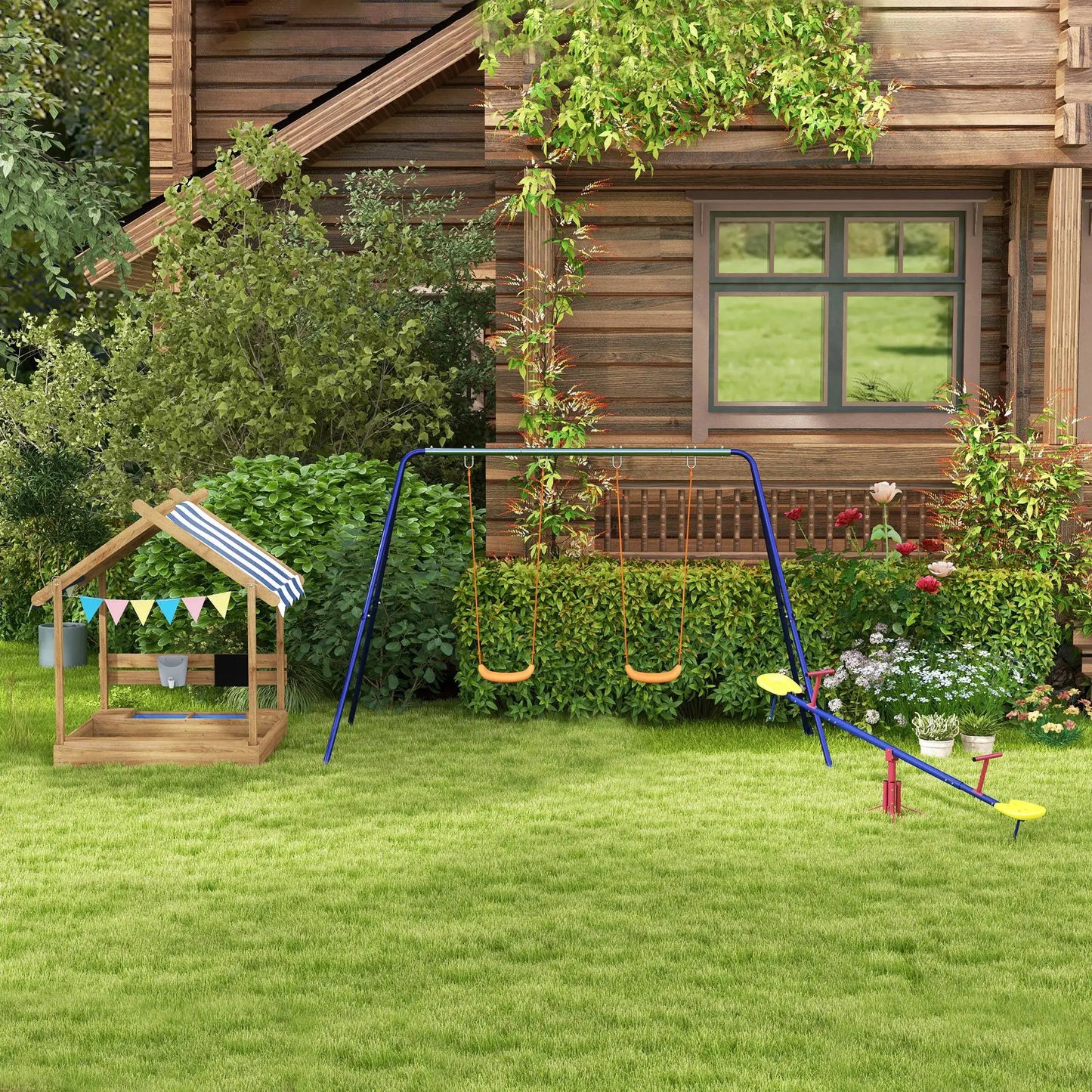 Kids Outdoor Swing Set, Metal Frame, Double Seats, Ages 3-8 Gym Sets & Swings at Gallery Canada