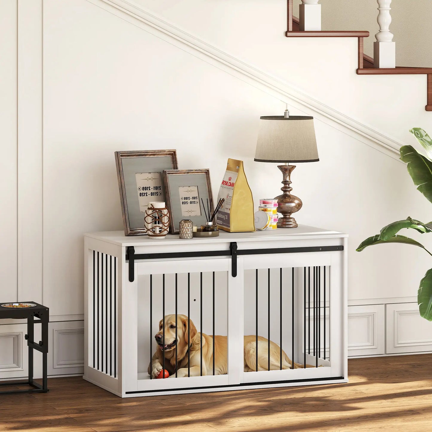 46.5" Dog Crate Furniture, End Side Table for Large Dogs, White Houses, Kennels & Pens at Gallery Canada