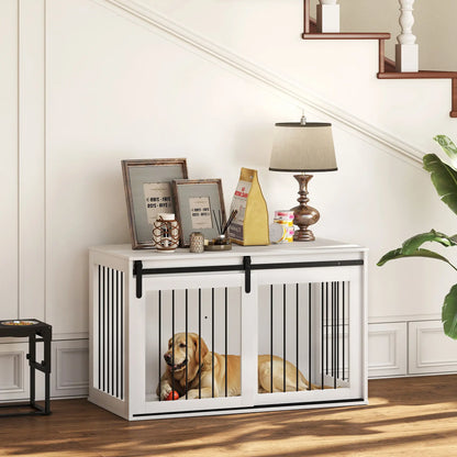 46.5" Dog Crate Furniture, End Side Table for Large Dogs, White Houses, Kennels & Pens at Gallery Canada