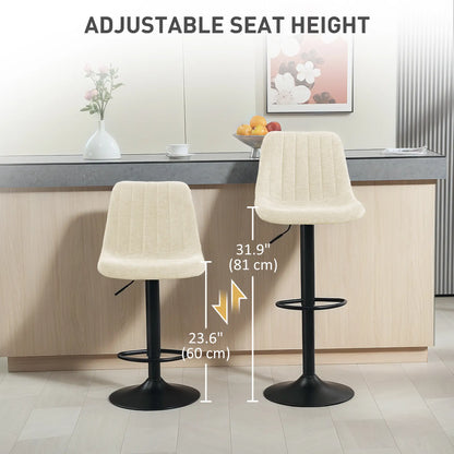 Adjustable Barstools Set of 2, Swivel with Back, Footrest, Beige Bar Stools at Gallery Canada
