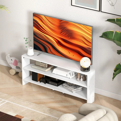 Corner TV Stand, Modern Table with 2 Shelves for 47 Inch TV, White TV Stands at Gallery Canada