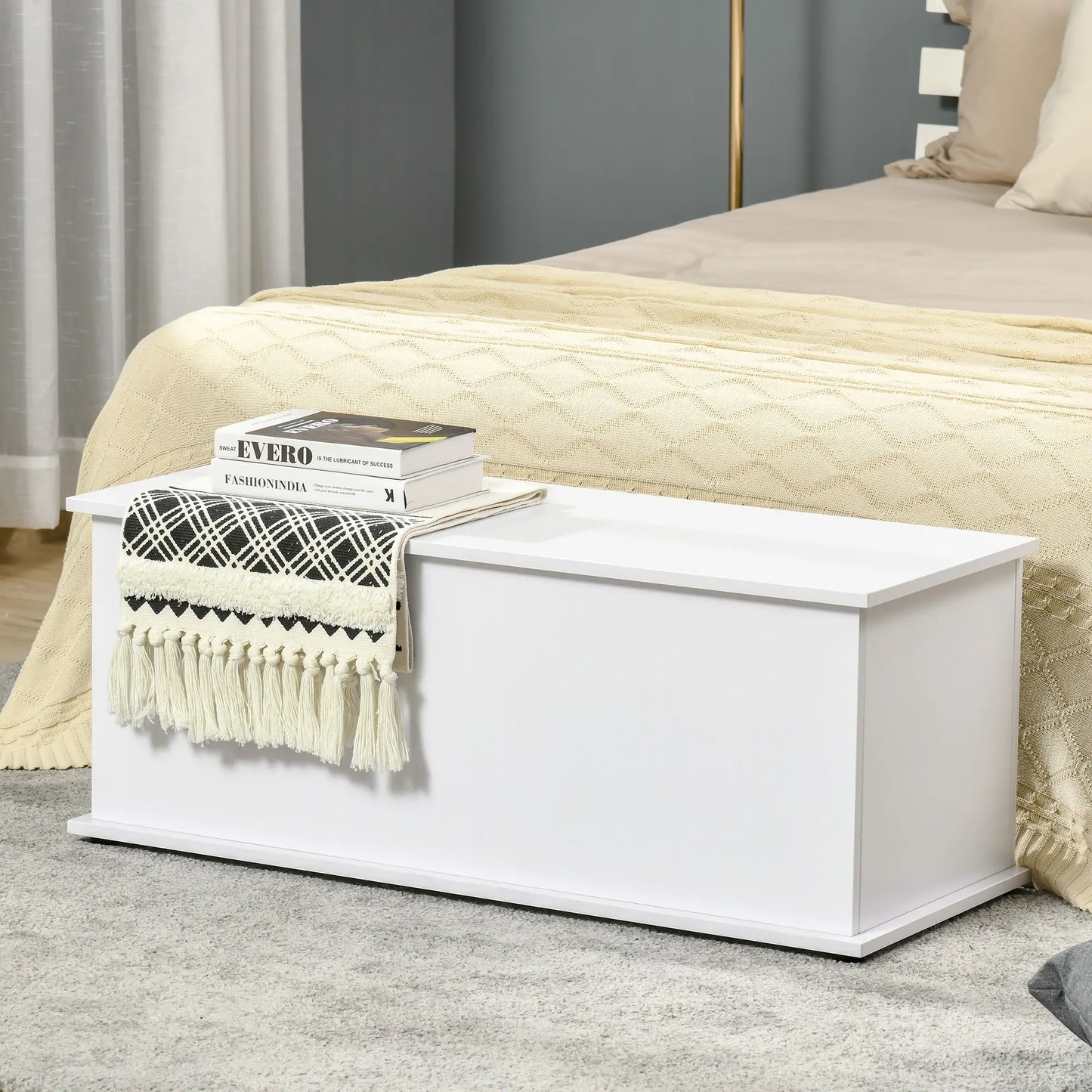 39.5" Storage Chest, 2 Safety Hinges, Flip-Top Lid, White Storage Cabinets at Gallery Canada