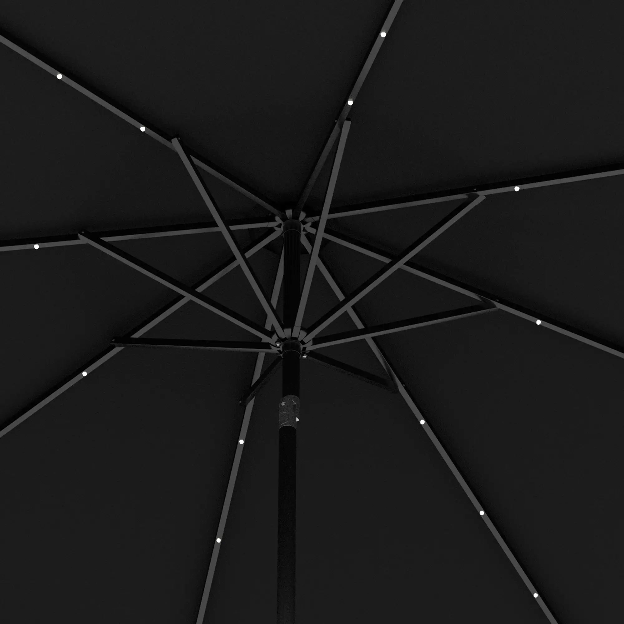 9ft Solar Patio Umbrella, 24 LED Lights, Tilt Canopy, Black Sun Umbrellas at Gallery Canada