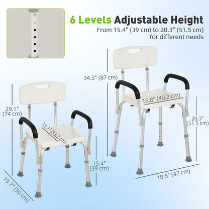 Adjustable Medical Shower Chair with Back, Padded Arms, Non Slip Tub Safety Seat Bath Chairs at Gallery Canada