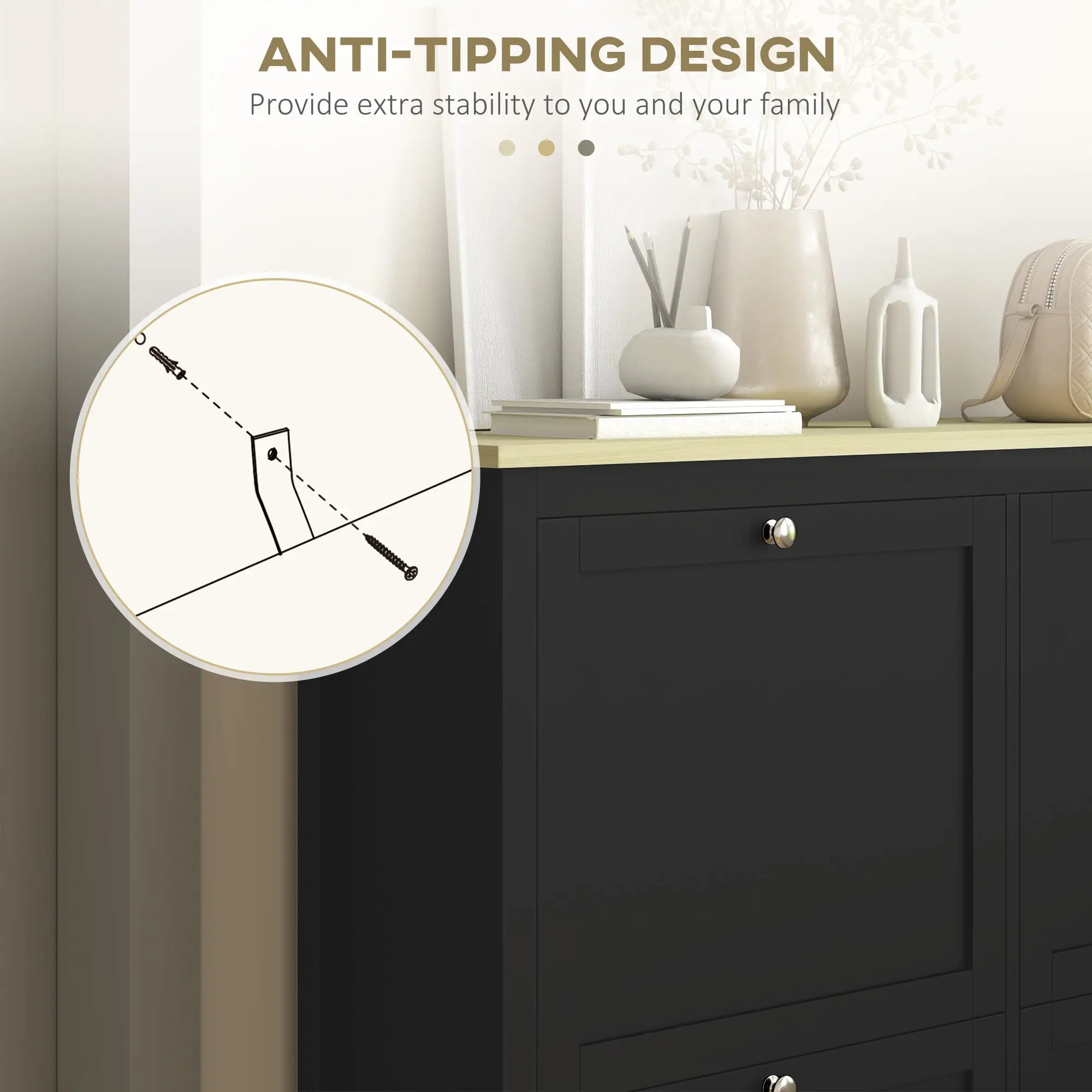 Shoe Storage Cabinet, 4 Flip Drawers, Adjustable Shelves, Holds 20 Pairs, Black Shoe Storage Cabinets & Racks at Gallery Canada