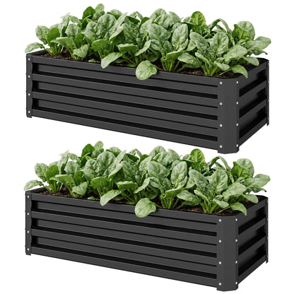 Galvanized Raised Garden Beds, Outdoor Planter Box, Set Of 2, Black Galvanized Planter Boxes Black at Gallery Canada