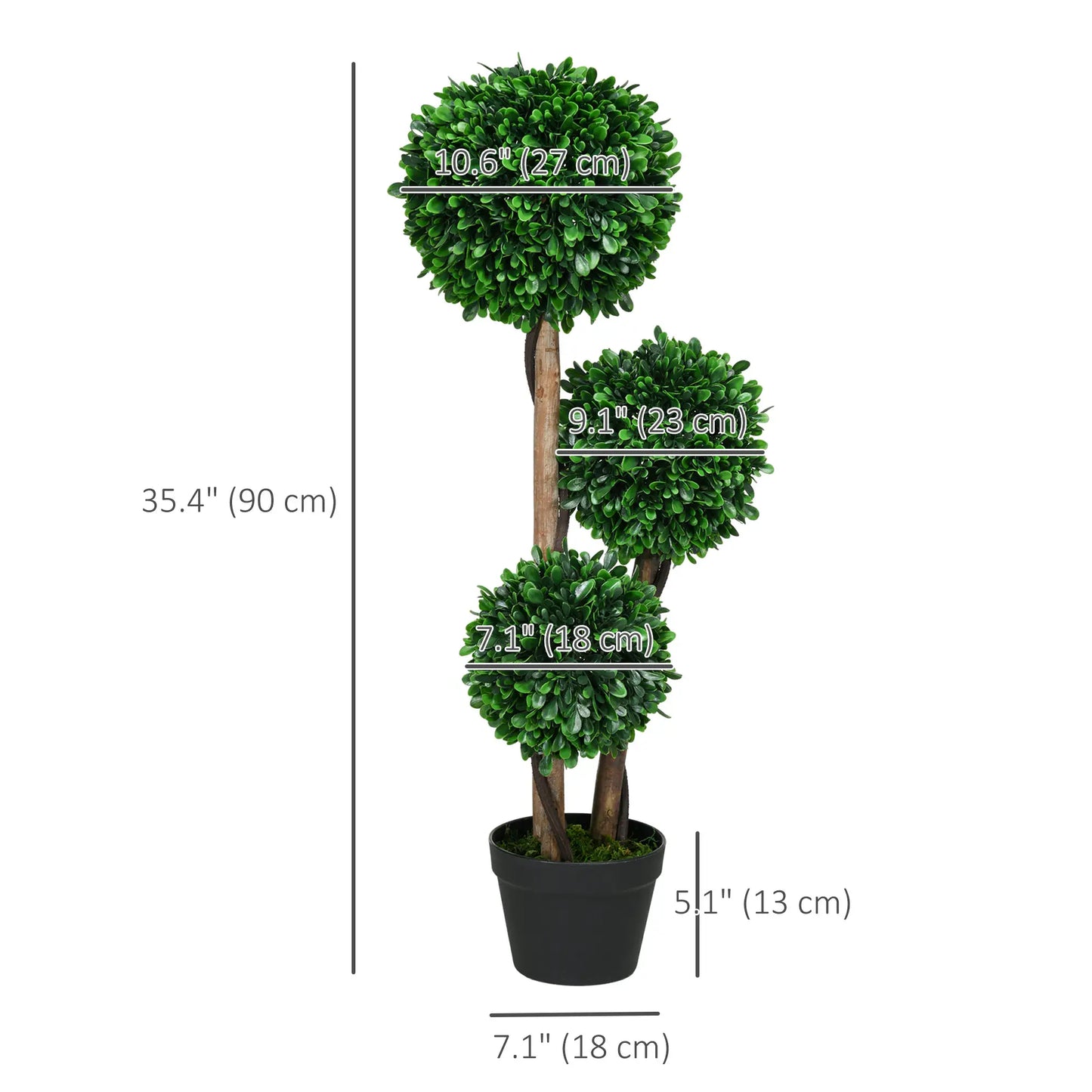 3ft Artificial Tree, Triple Ball Boxwood Topiary, Indoor Outdoor Artificial Trees at Gallery Canada