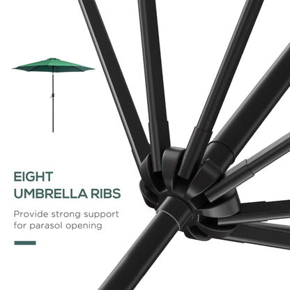 10' x 8' Round Market Umbrella, Crank Handle, Tilt, Green Sun Umbrellas at Gallery Canada