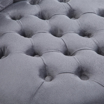 45" Tufted High Back Velvet Accent Chair, Soft Padded Lounge, Ash Grey Single Sofas at Gallery Canada