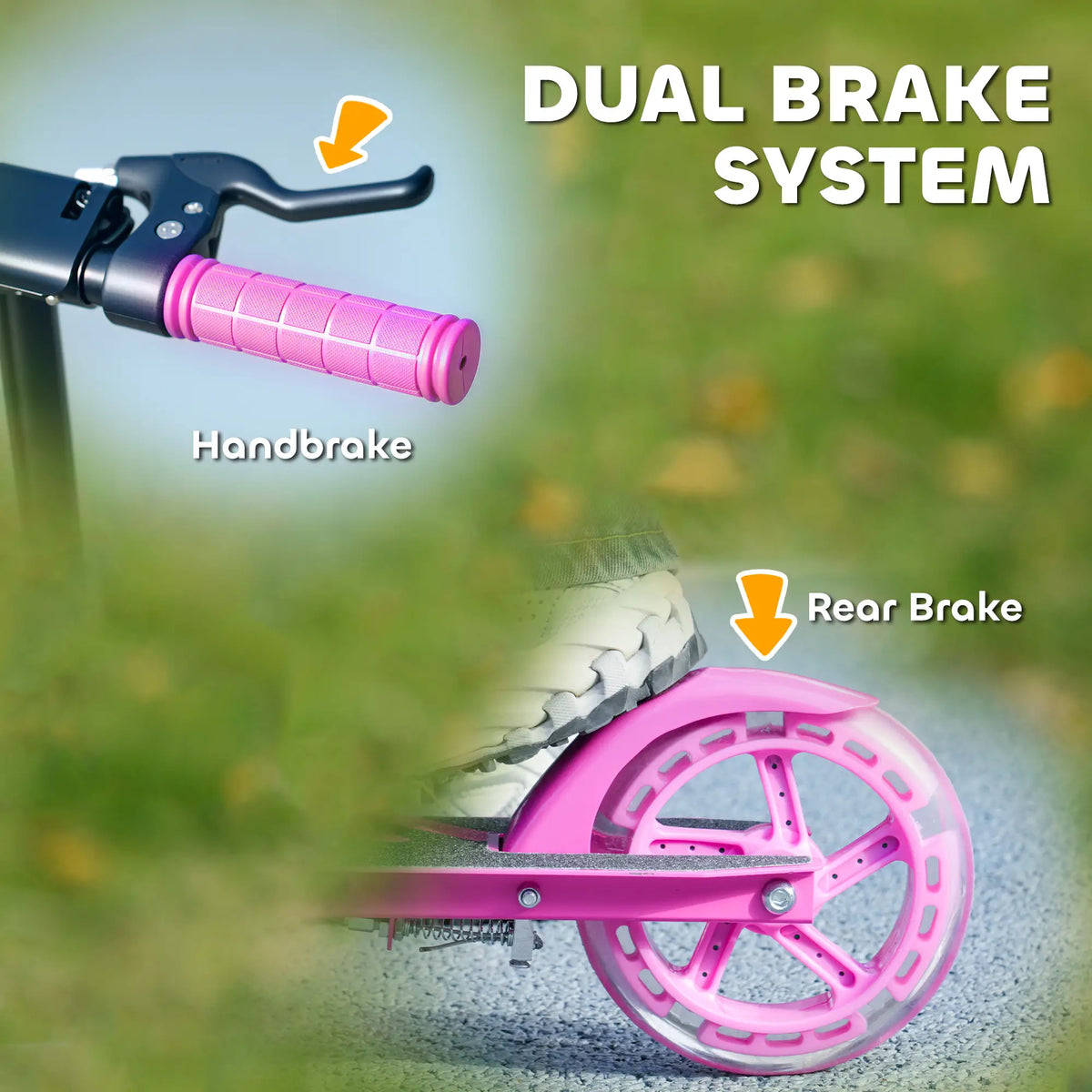 Kids Scooter, Light Up Wheels, Adjustable Handlebar, Rear Brake, Ages 3-8, Pink Scooters at Gallery Canada