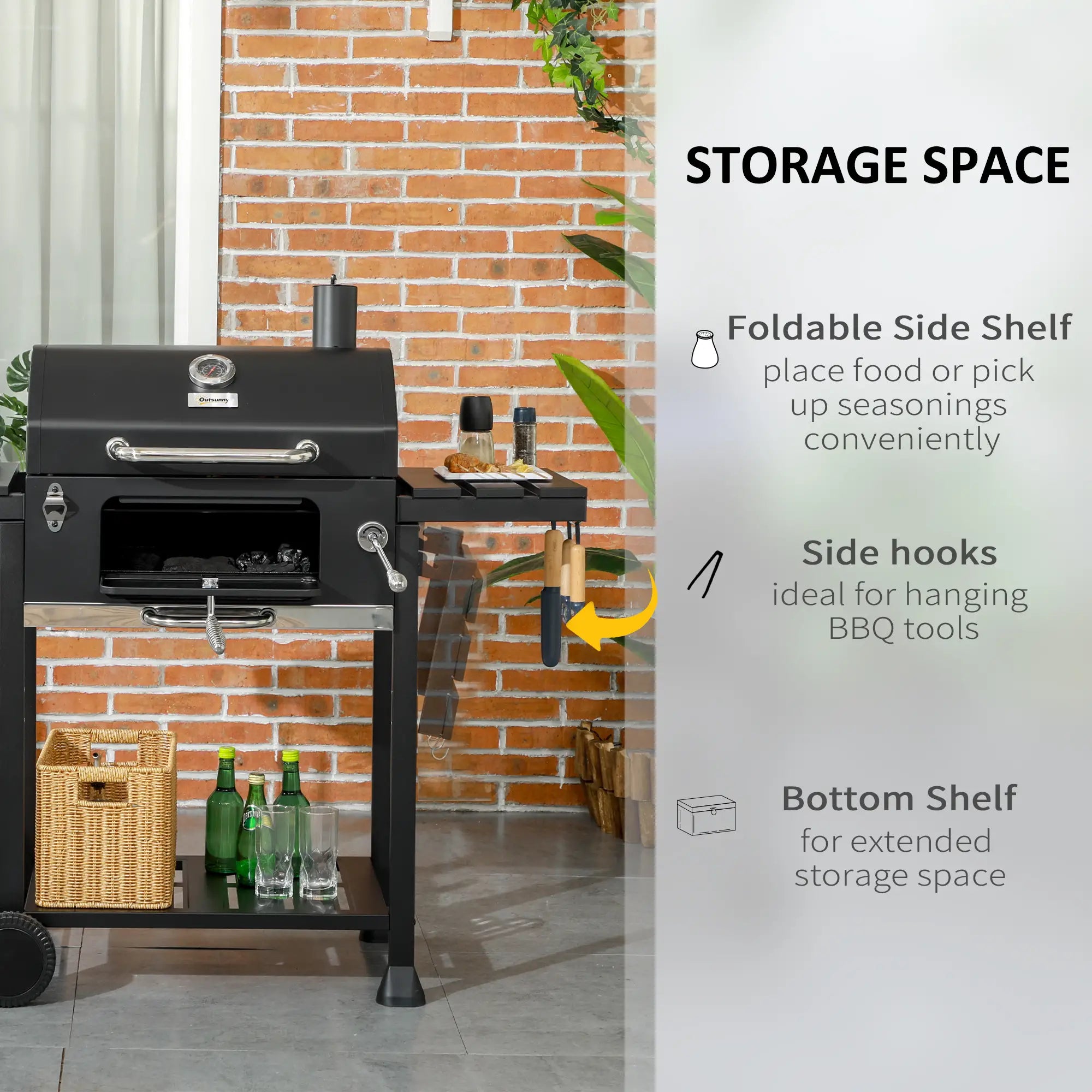 Charcoal BBQ Grill Smoker With Adjustable Pan, Galvanised Steel Shell Charcoal BBQ Grils at Gallery Canada