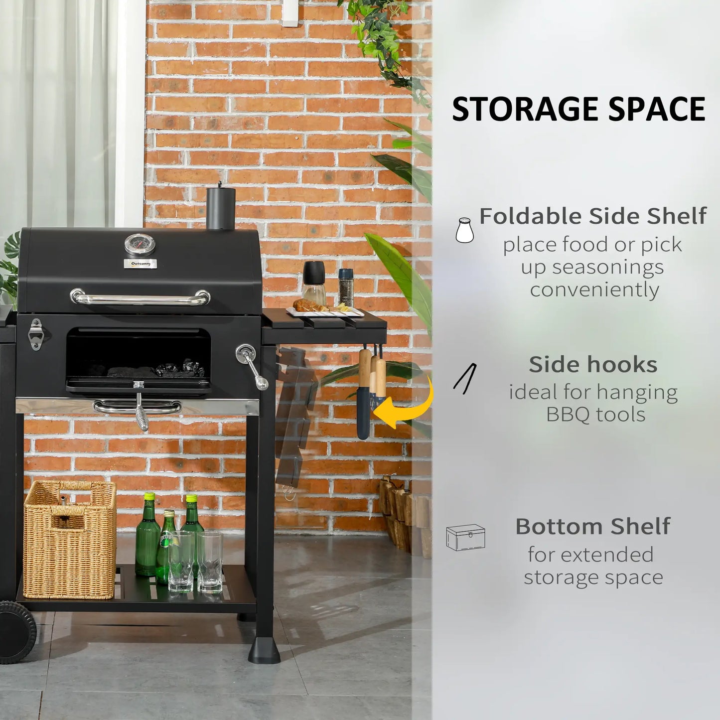 Charcoal BBQ Grill Smoker With Adjustable Pan, Galvanised Steel Shell Charcoal BBQ Grils at Gallery Canada