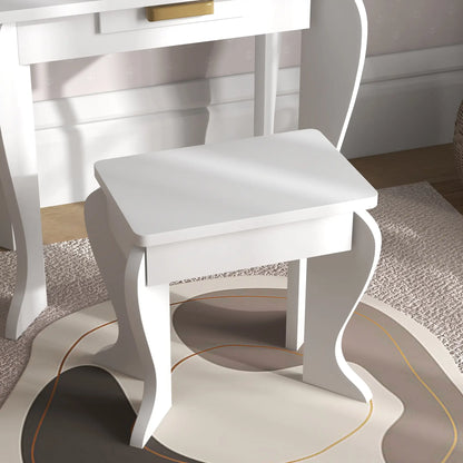 Kids Dressing Table and Chair Set, Makeup Desk with Drawer, White Toy Vanity at Gallery Canada