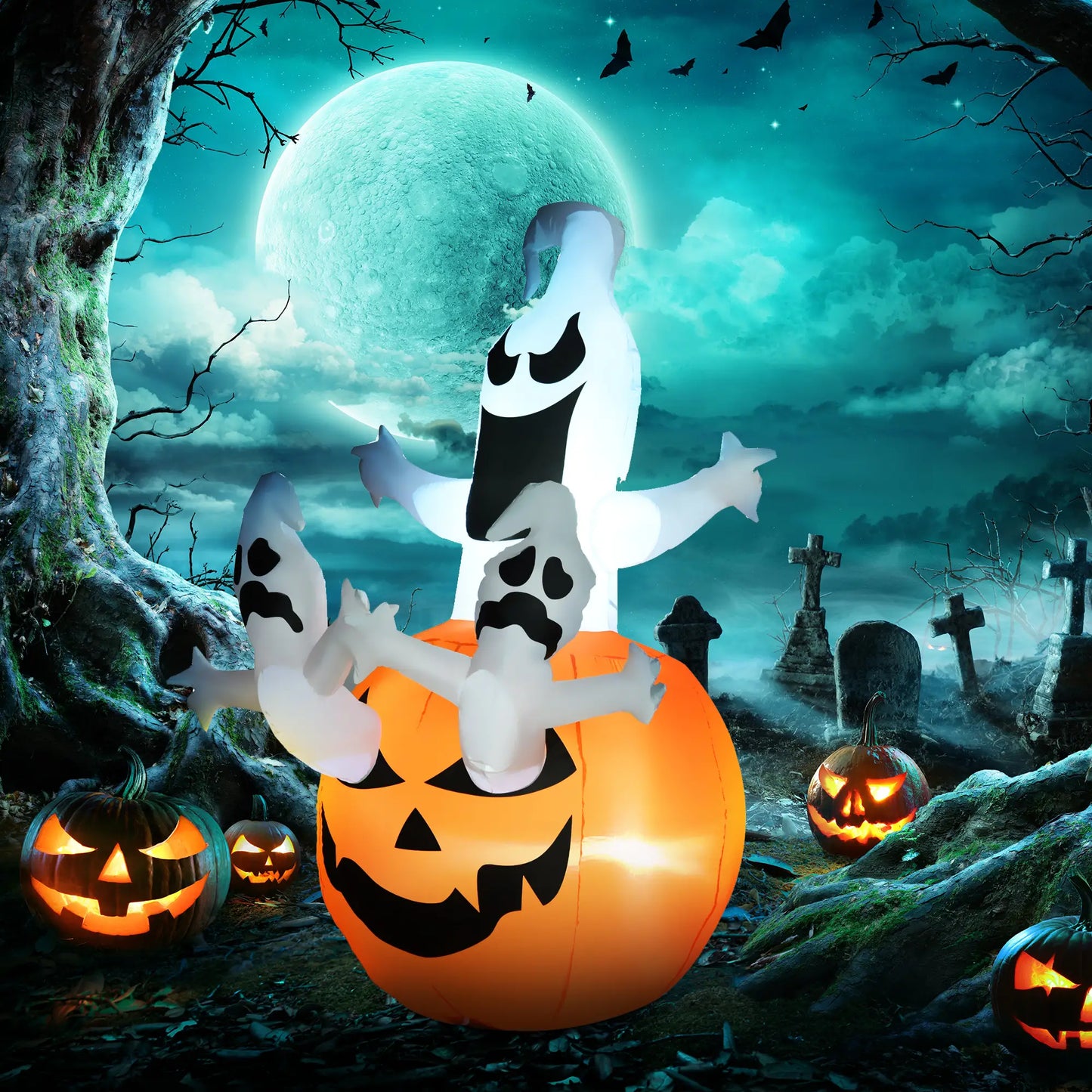 6FT Halloween Inflatable Jack-O-Lantern, Ghosts, LED Lights Halloween Decorations at Gallery Canada