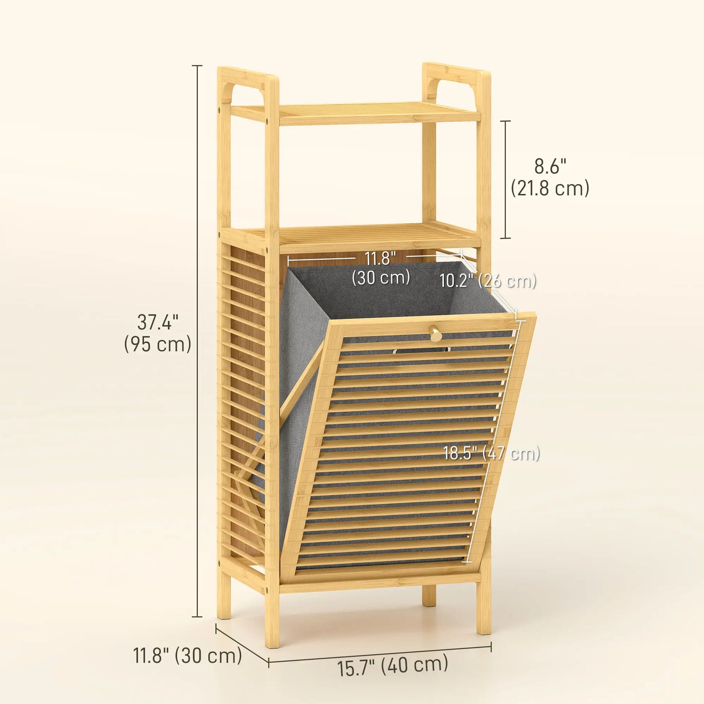 Bamboo Laundry Cabinet, Tilt Out Hamper with Basket, Natural Bathroom Cabinets at Gallery Canada