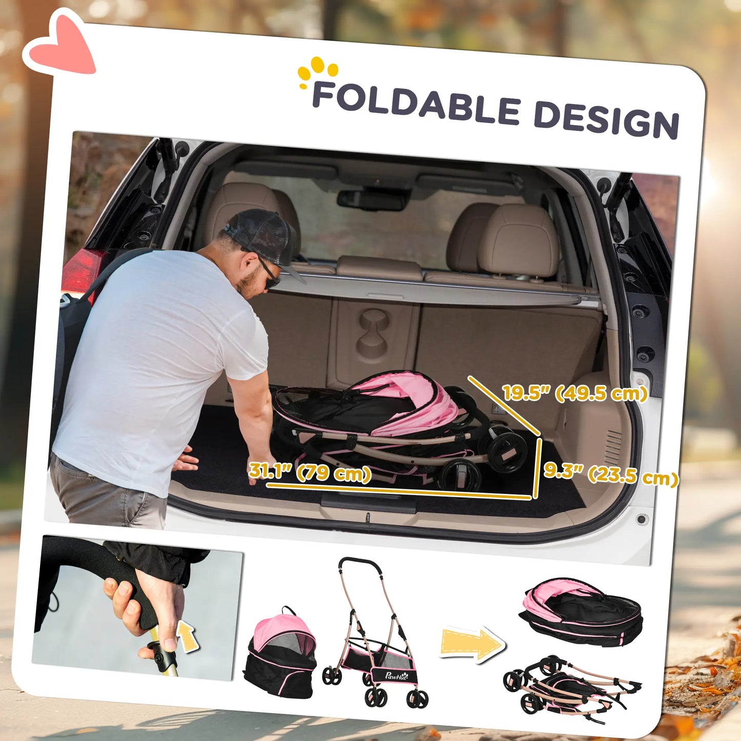 4 Wheels Pet Stroller, Folding Carrier, Small Dogs, Pink Dog Bike Trailers & Strollers at Gallery Canada