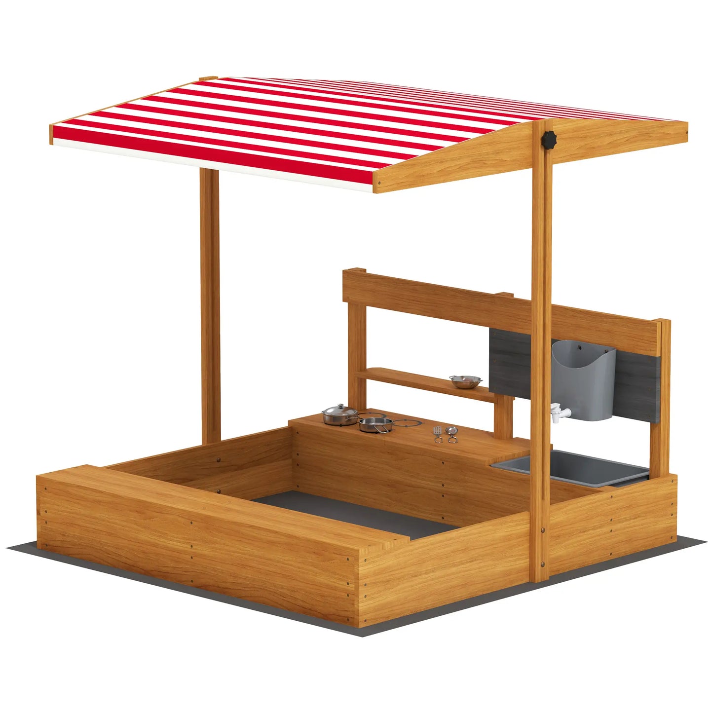 Kids Sandbox with Cover, Wooden Sand Box with Seat, Storage, 3-7 Years, Red Sandboxes & Accessories Red at Gallery Canada