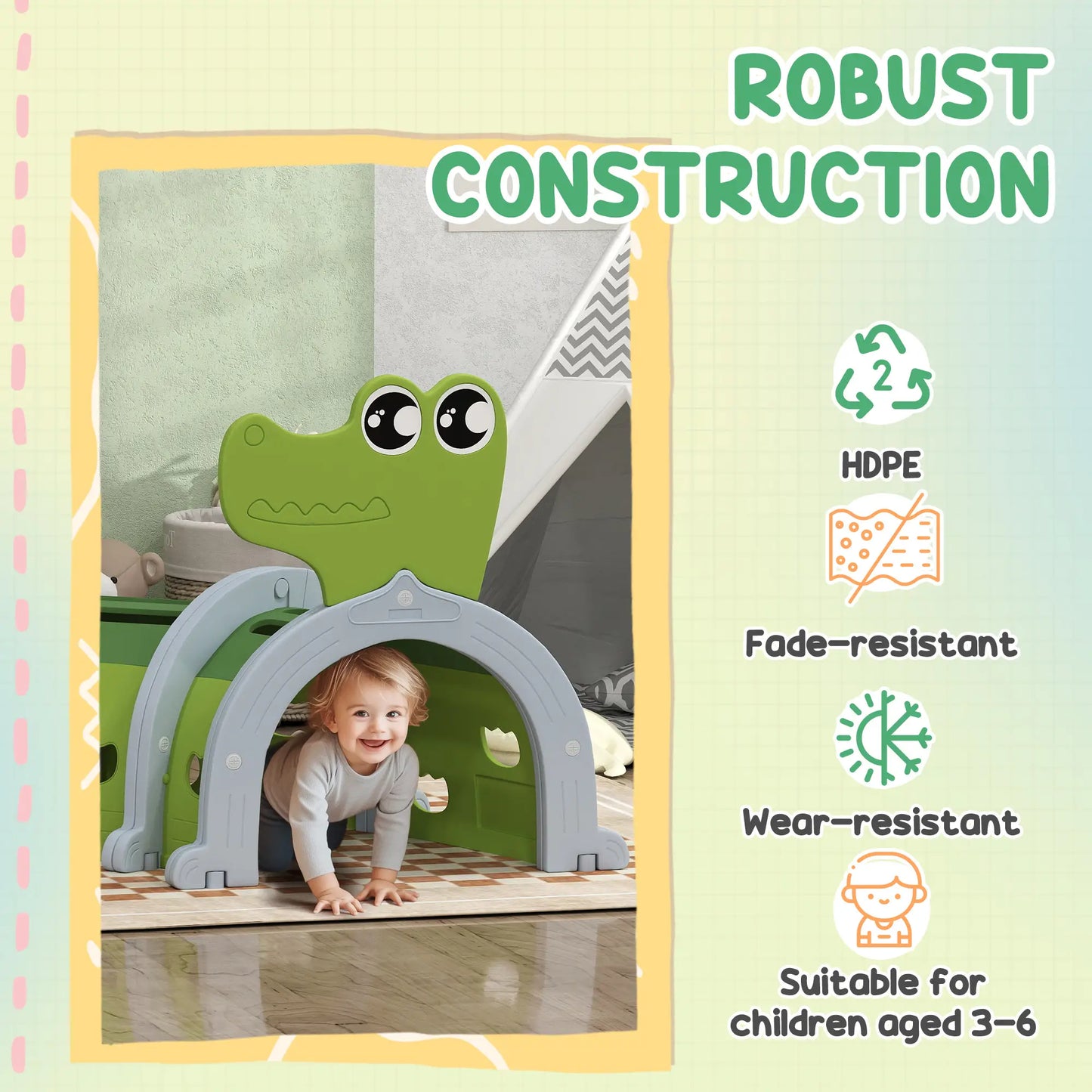 Crocodile Design Tunnel for Kids, 3-6 Years, Green Children's Play Tunnels at Gallery Canada