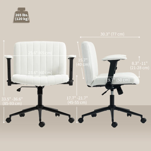 Criss Cross Chair with Flip-up Armrests, Wheels, Adjustable Height, Tilting, Cream White
