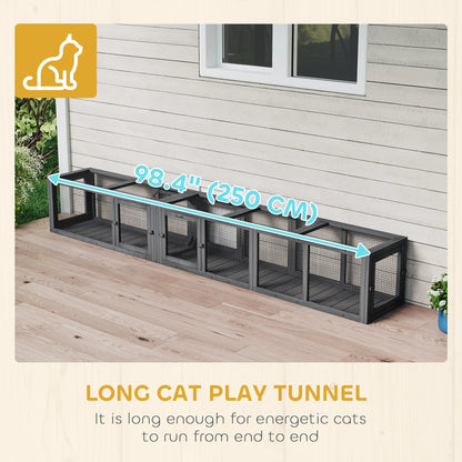 Cat Tunnel, Outdoor Enclosure, 8 Doors, 98", Dark Grey Outdoor Cat Enclosures at Gallery Canada