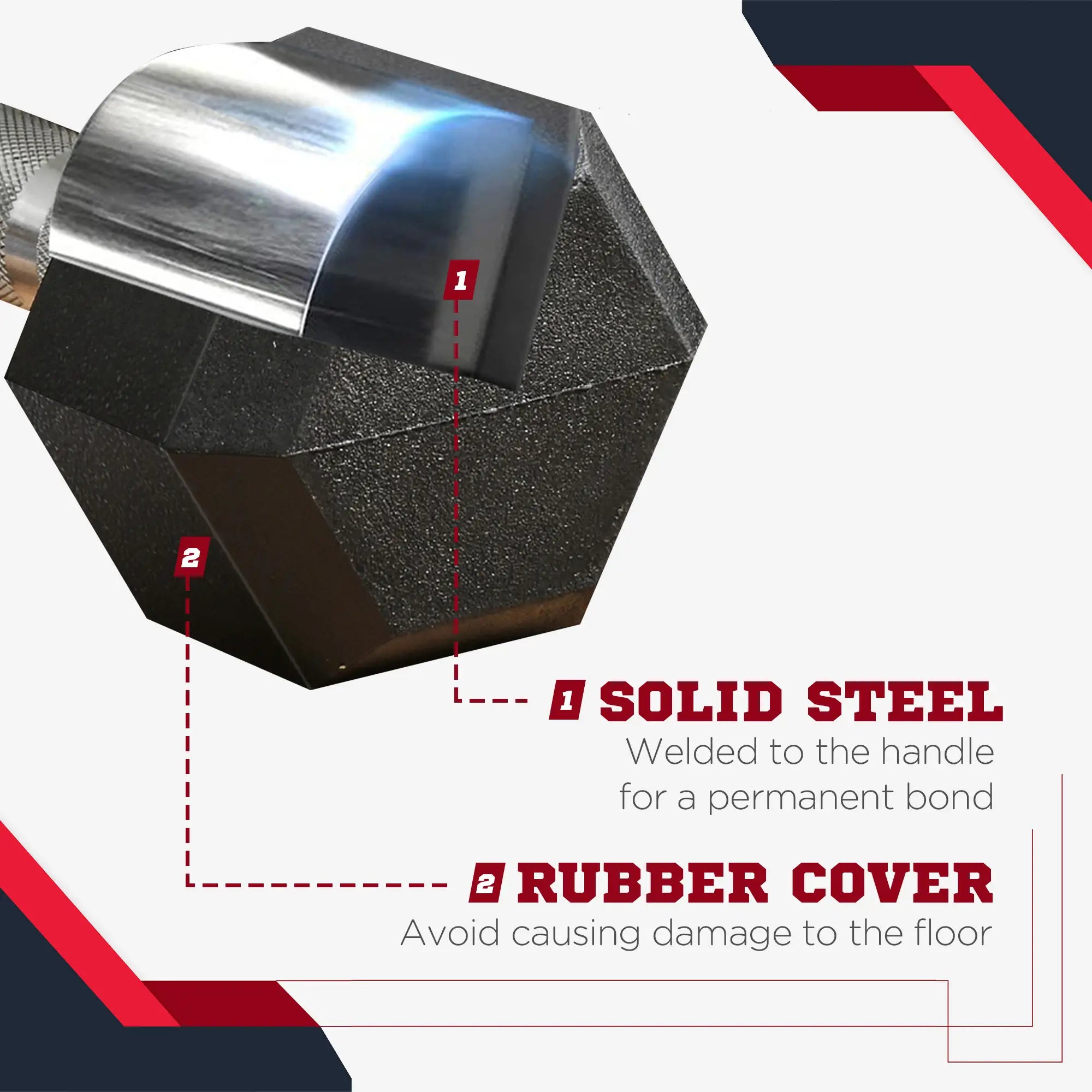 45lbs Rubber Hex Dumbbells, for Home Gym Fitness, Black Dumbbells & Barbells at Gallery Canada