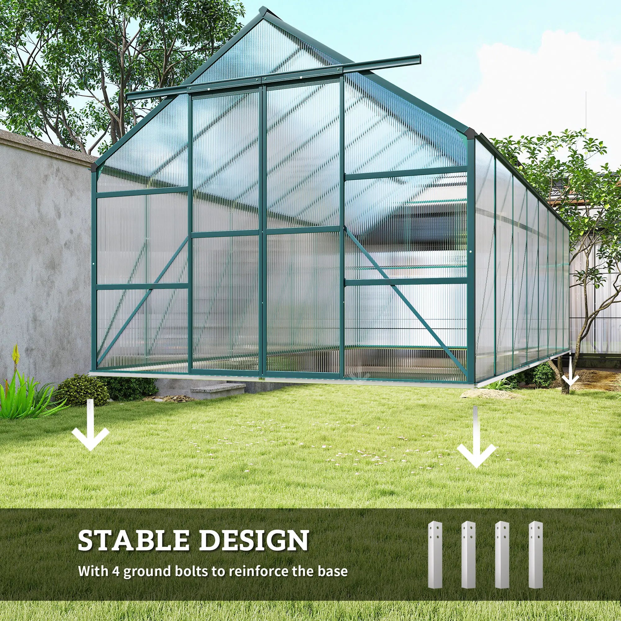 16' x 8' Aluminum Polycarbonate Greenhouse, Walk-In, Adjustable Roof Vent, Green Walk In Greenhouses at Gallery Canada
