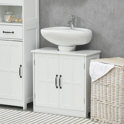 Pedestal Under Sink Cabinet, Bathroom Vanity Storage, Double Doors, Adjustable Shelf, White Bathroom Cabinets at Gallery Canada