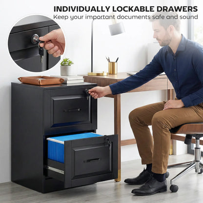 2 Drawer File Cabinet With Lock, Vertical Filing Cabinet, Black Office Cabinets & Cupboards at Gallery Canada