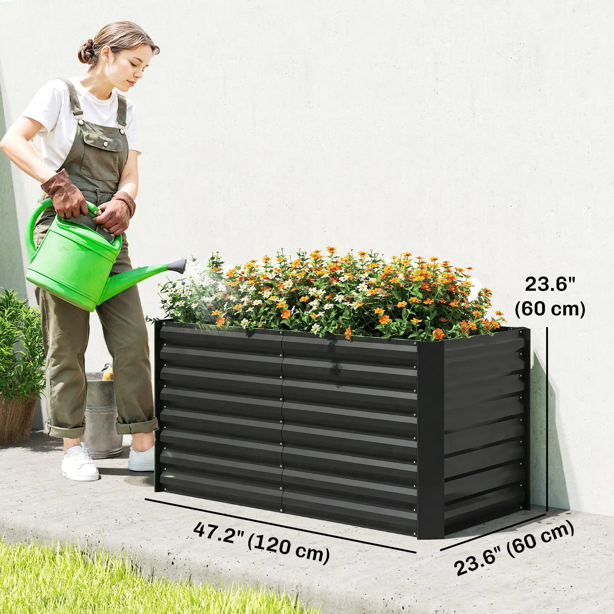 Galvanized Metal Planters, 4' x 2' x 2' Raised Garden Bed, Black Galvanized Planter Boxes at Gallery Canada