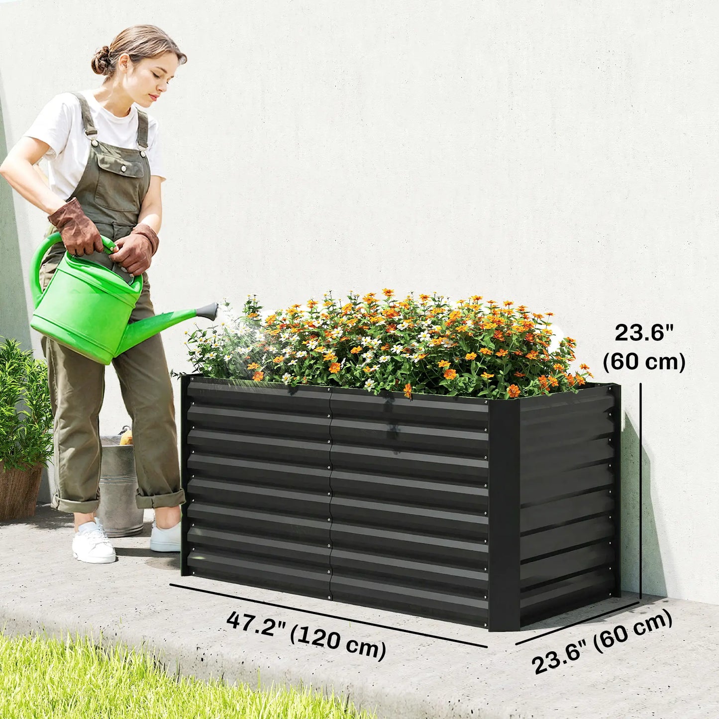 Galvanized Metal Planters, 4' x 2' x 2' Raised Garden Bed, Black Galvanized Planter Boxes at Gallery Canada