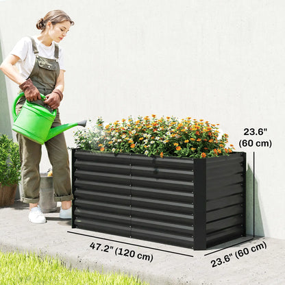 Galvanized Metal Planters, 4' x 2' x 2' Raised Garden Bed, Black Galvanized Planter Boxes at Gallery Canada
