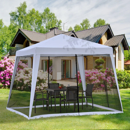 10x10ft Gazebo Tent with Netting, Patio Canopy, Outdoor Sun Shade, Grey Canopy Tents Grey at Gallery Canada