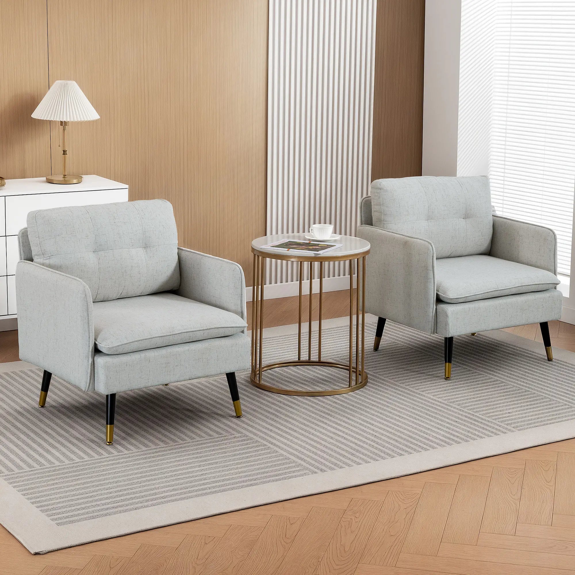 Accent Chairs Set of 2, Upholstered Armchairs, Tufted Back Cushion, Steel Legs Accent Chairs at Gallery Canada
