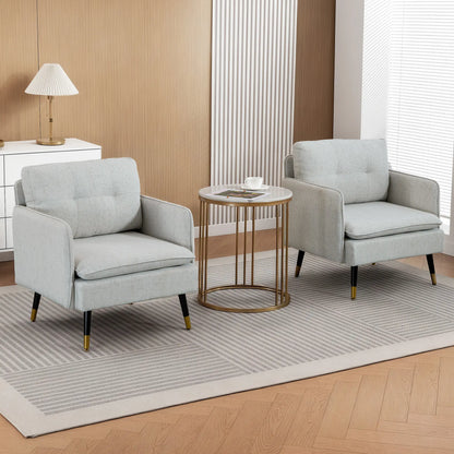 Accent Chairs Set of 2, Upholstered Armchairs, Tufted Back Cushion, Steel Legs Accent Chairs at Gallery Canada