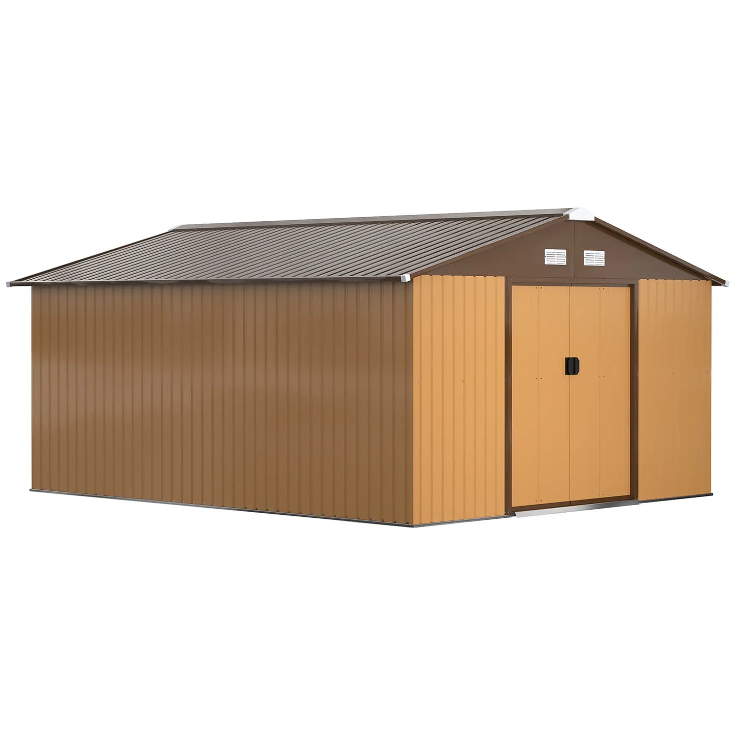 11' x 13' Garden Storage Shed, Metal Tool House, Double Doors, Yellow Sheds at Gallery Canada