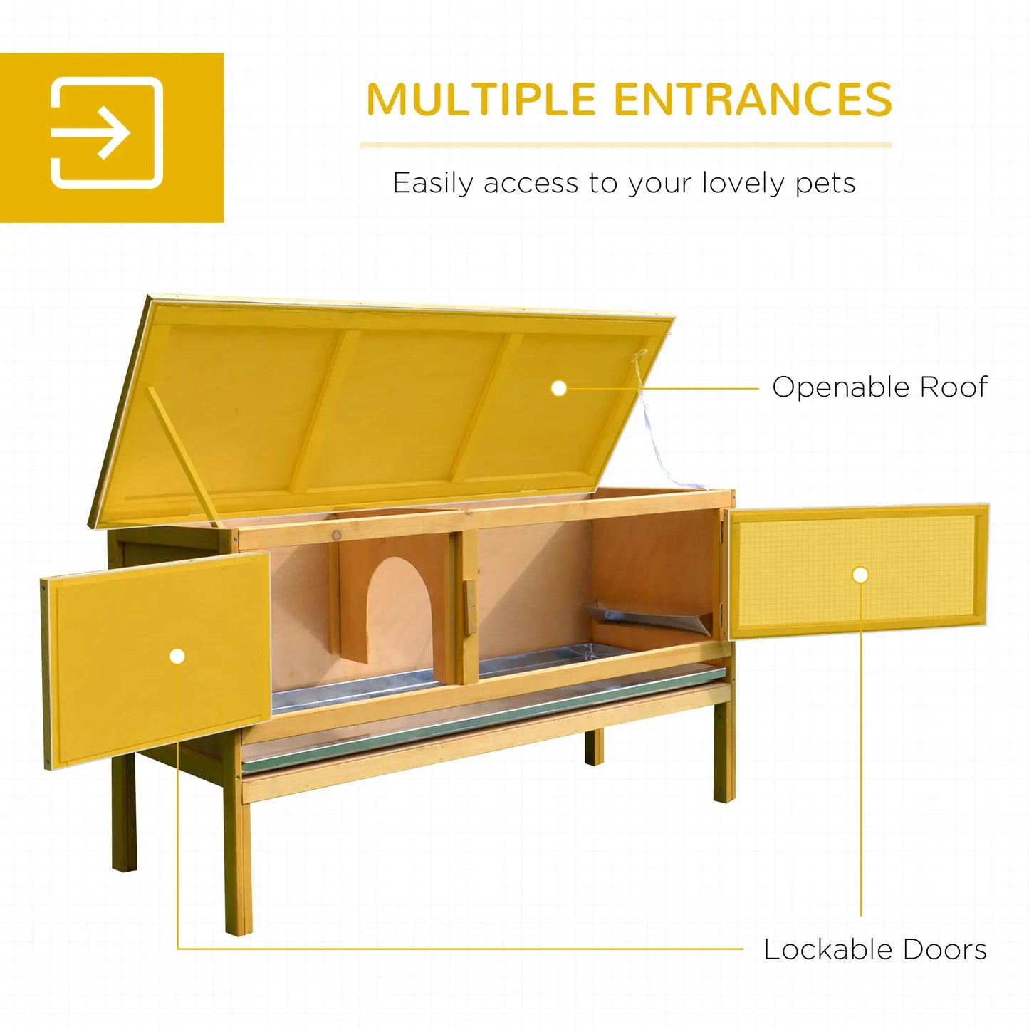 Wooden Rabbit Hutch, Indoor Outdoor Bunny Cage, Slide-Out Tray, Openable Roof Rabbit Hutch at Gallery Canada