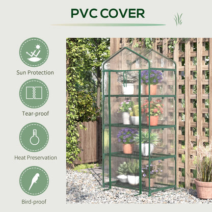 28" x 20" x 63" Portable Greenhouse, 4 Tier Shelves, Steel Frame, PVC Cover, Transparent Portable Greenhouses at Gallery Canada