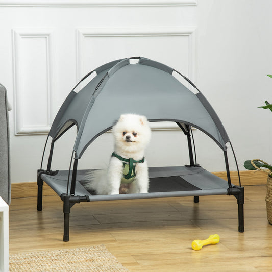 Elevated Dog Bed with Canopy, Portable Raised Dog Cot for M Sized Dogs, Indoor &; Outdoor, 30" x 24" x 29", Grey - Gallery Canada