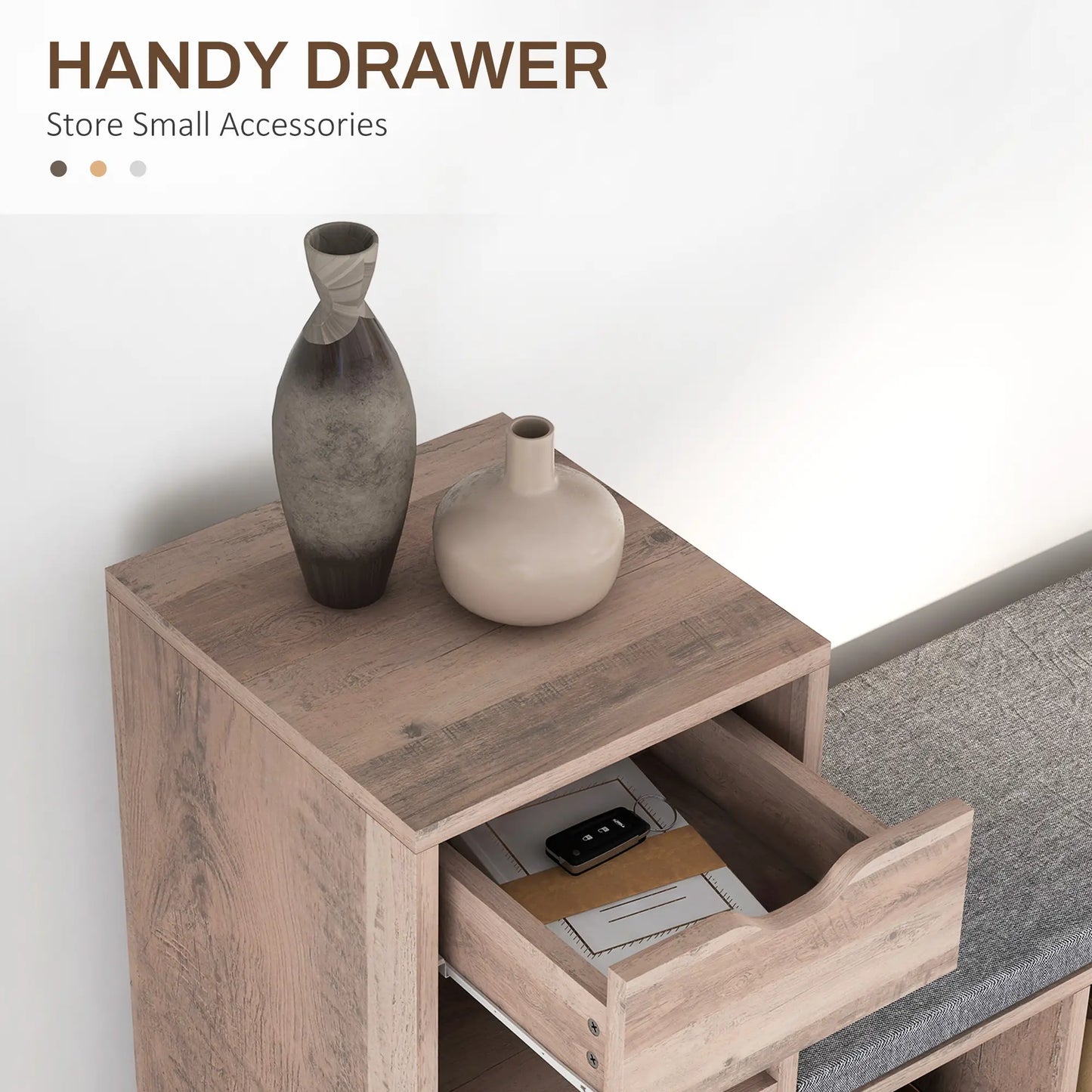 Upholstered Shoe Storage Bench With Seat, Drawer, 6 Shelves, Grey Shoe Storage Cabinets & Racks at Gallery Canada