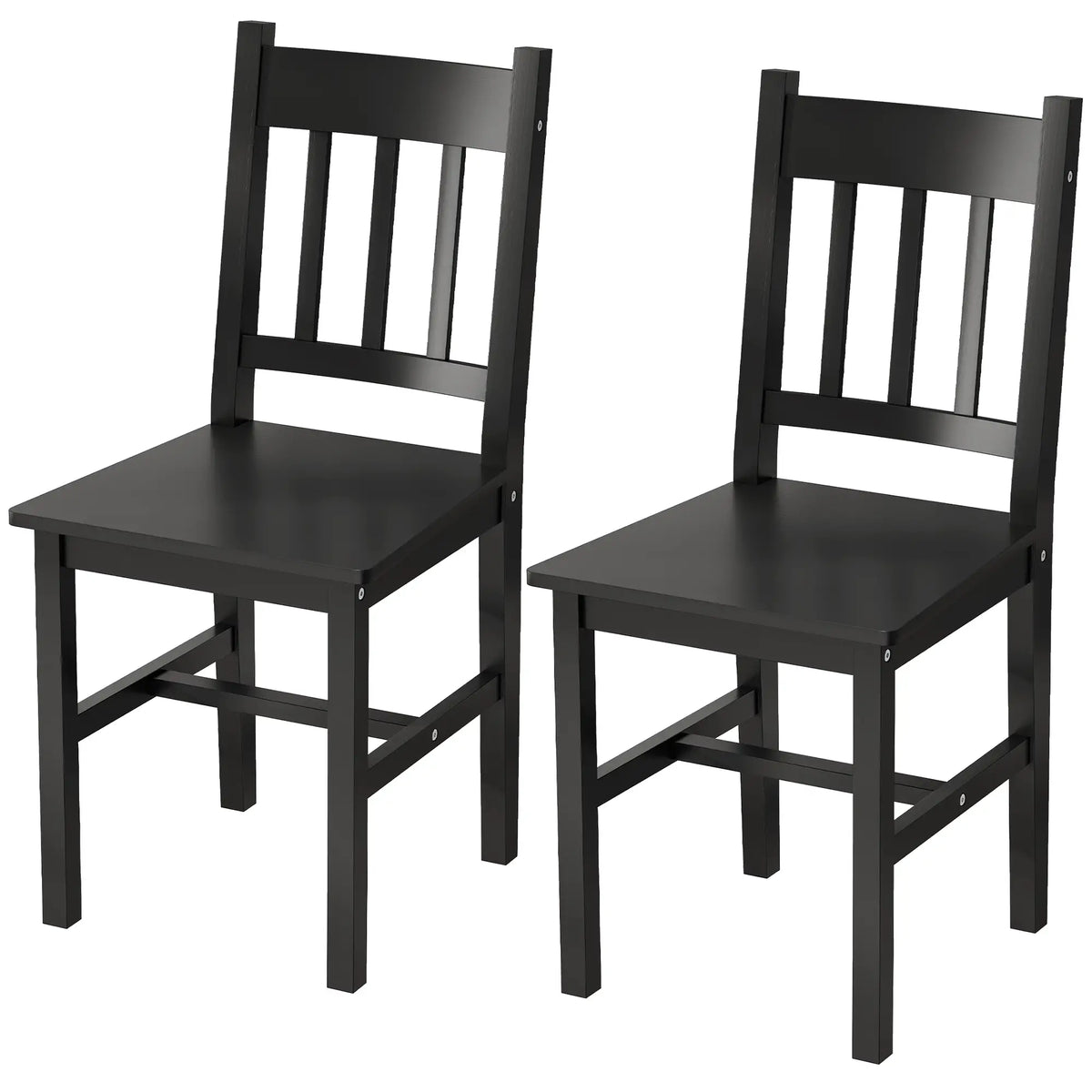Set of 2 Kitchen Chairs with Slat Back, Black Dining Chairs Black at Gallery Canada