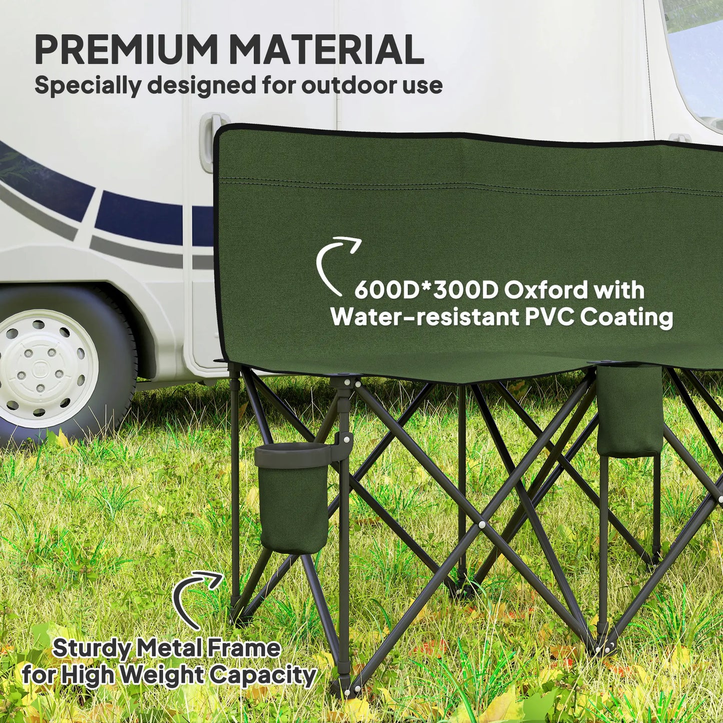 6 Seat Folding Camping Chair, Cup Holder, Carrying Case, Dark Green Picnic Tables & Camping Chairs at Gallery Canada