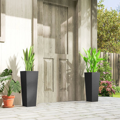 23.6 Inch Tall Planters, Set of 2 Plastic Flower Pots, Black Garden Accessories at Gallery Canada