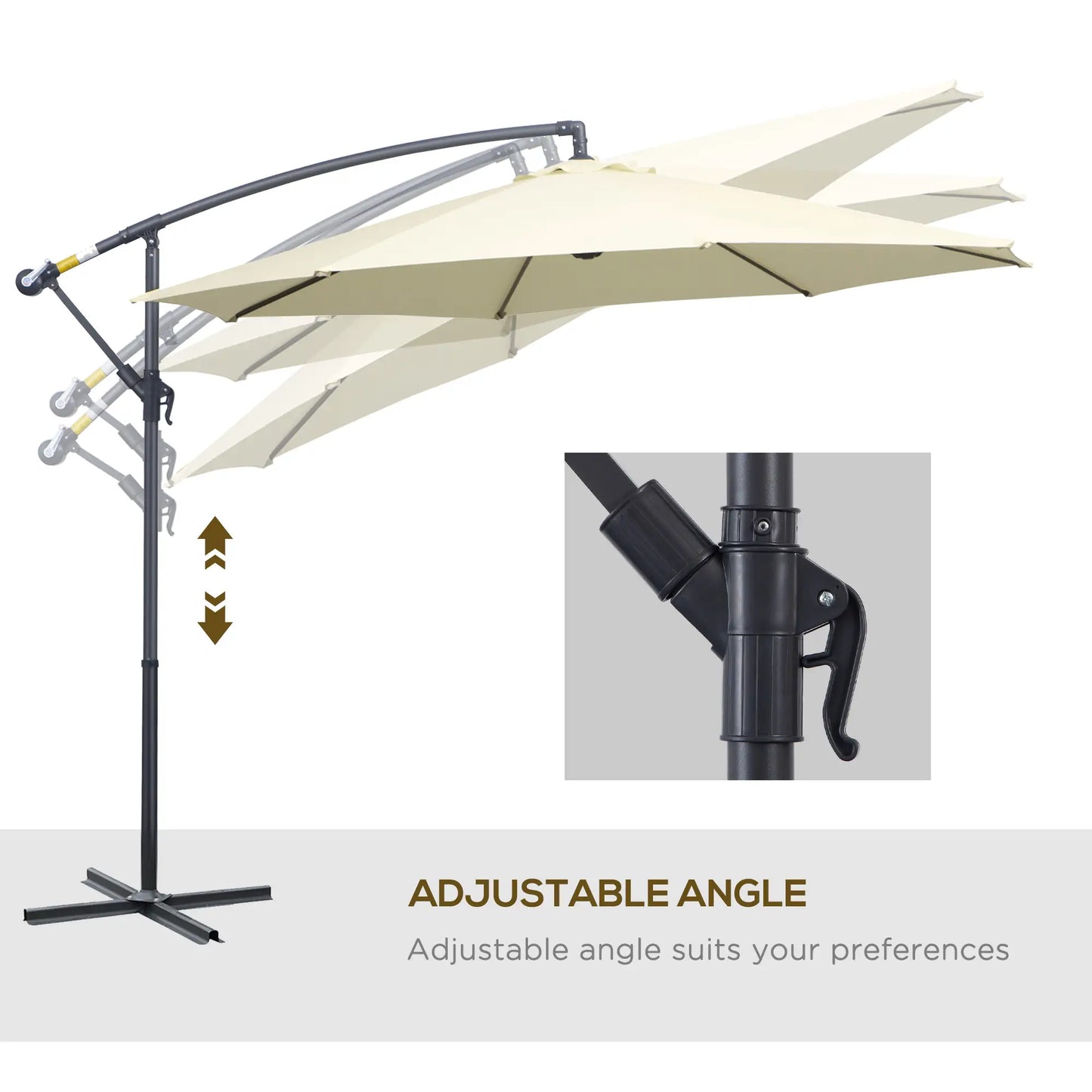 Deluxe Cantilever Umbrella, Φ10', Banana, Outdoor Sunshade, Beige Cantilever Umbrellas at Gallery Canada