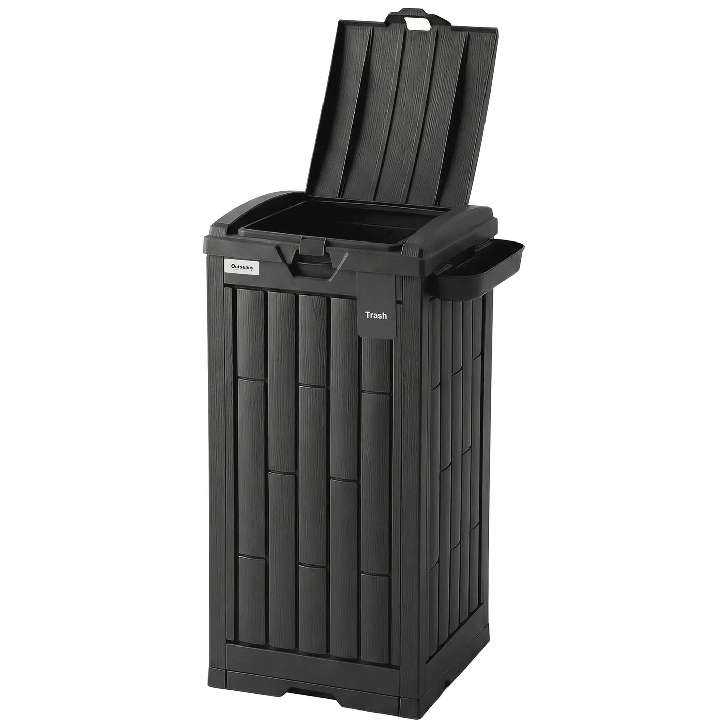 29 Gallon Outdoor Garbage Bin, Dual Lid, Ashtray Drip Tray, Black Garden Accessories Black at Gallery Canada