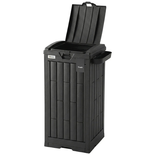 29 Gallon Outdoor Garbage Bin, Dual Lid, Ashtray Drip Tray, Black Garden Accessories Black at Gallery Canada