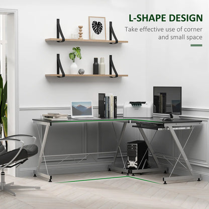 L-Shaped Computer Desk, Corner Table with Keyboard Tray, Home Office Computer Desks at Gallery Canada
